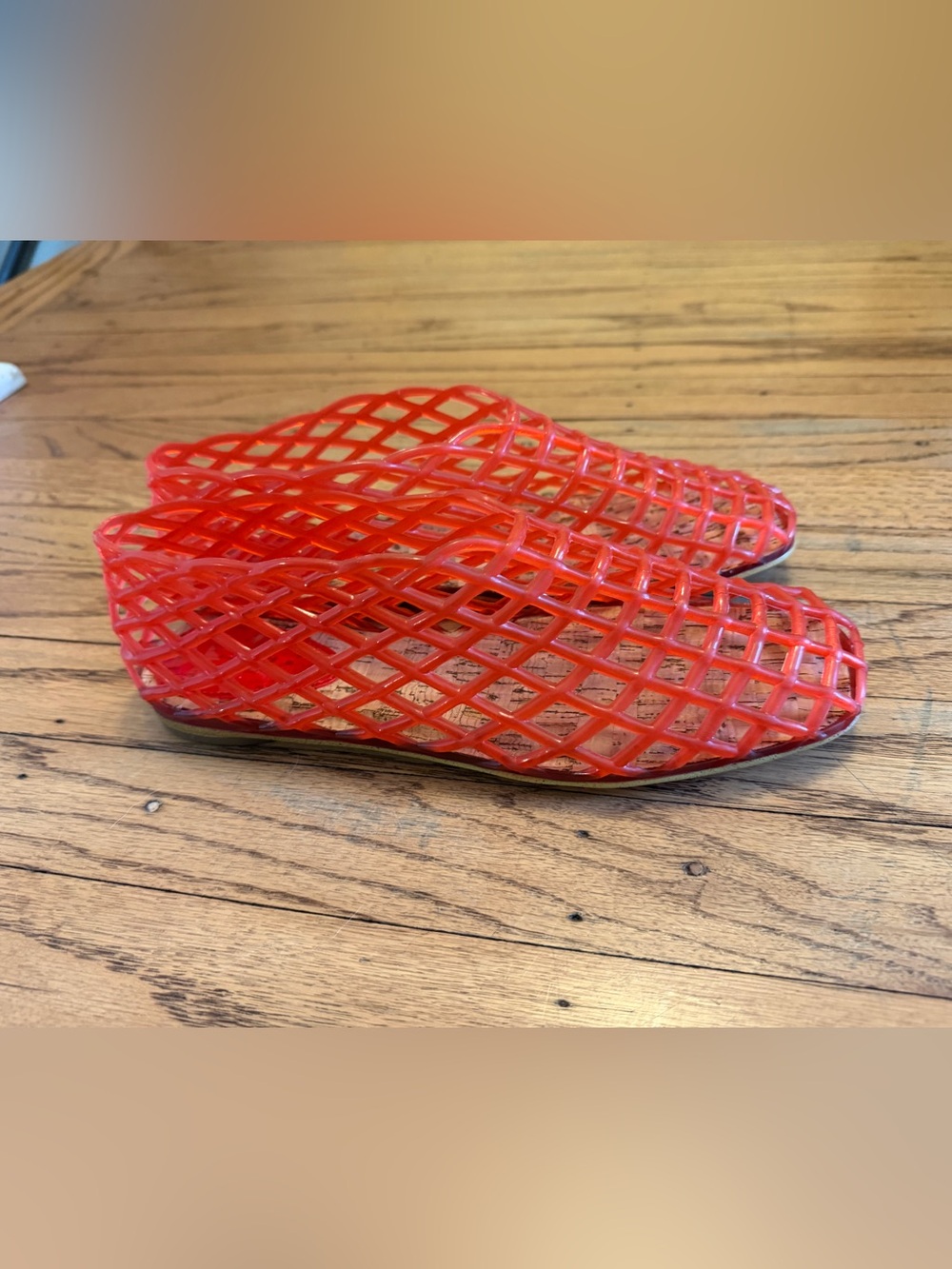Women's Red Mesh Slide Sandals